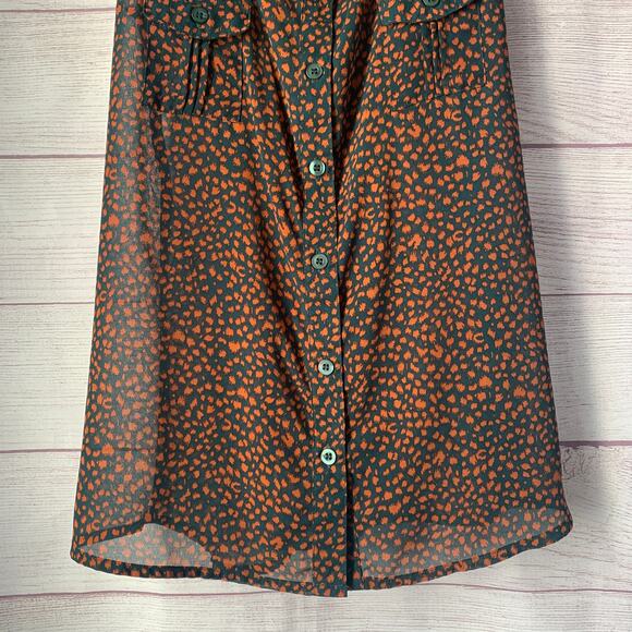 Mine Black and Brown Sheer Racerback Tank Top Button Up Front Pockets Size S - Picture 3 of 14